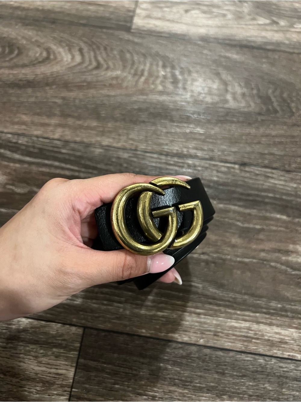 Gucci GG Marmont Black Leather Belt with Double G Gold Buckle - Picture 6 of 7